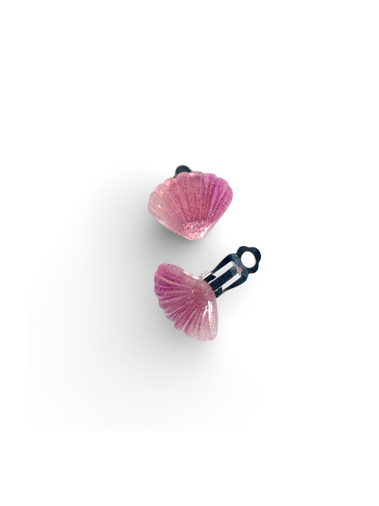 Seashell Clip Earrings - Purple