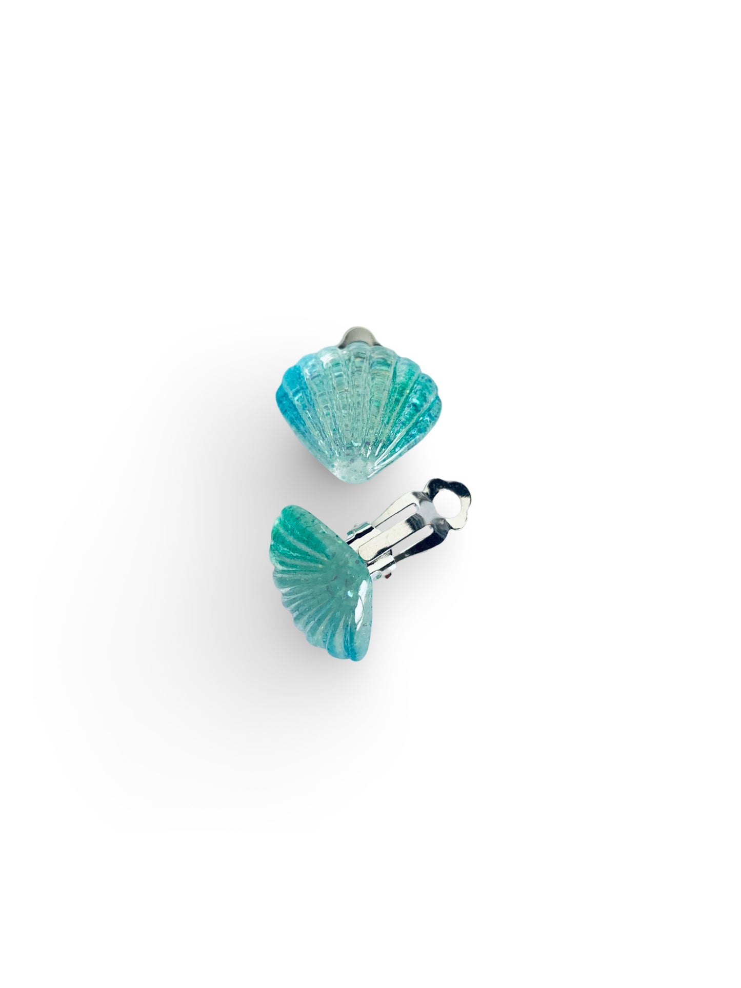 Seashell Clip Earrings - Turquoise