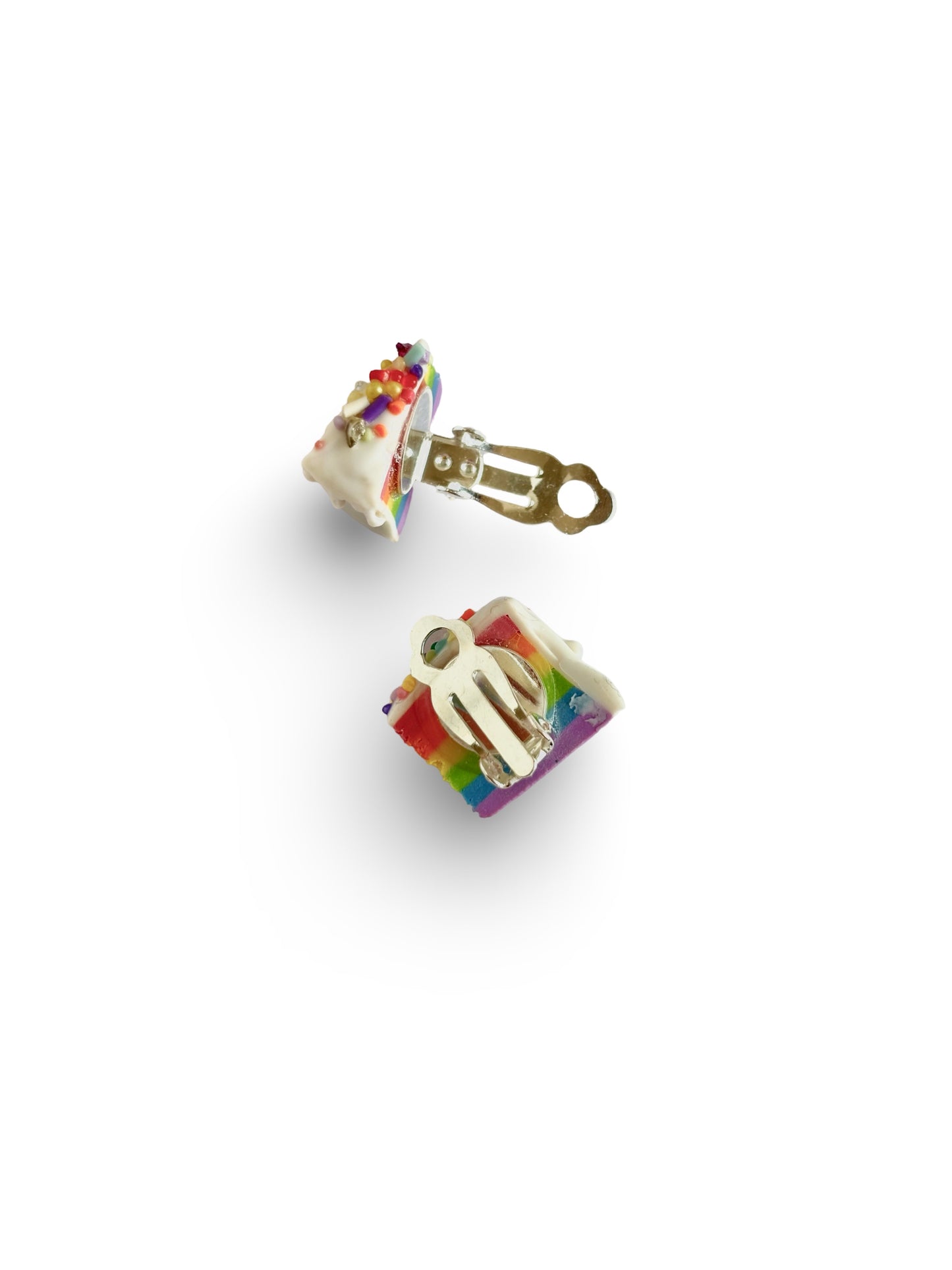 Rainbow Cake Clip Earrings