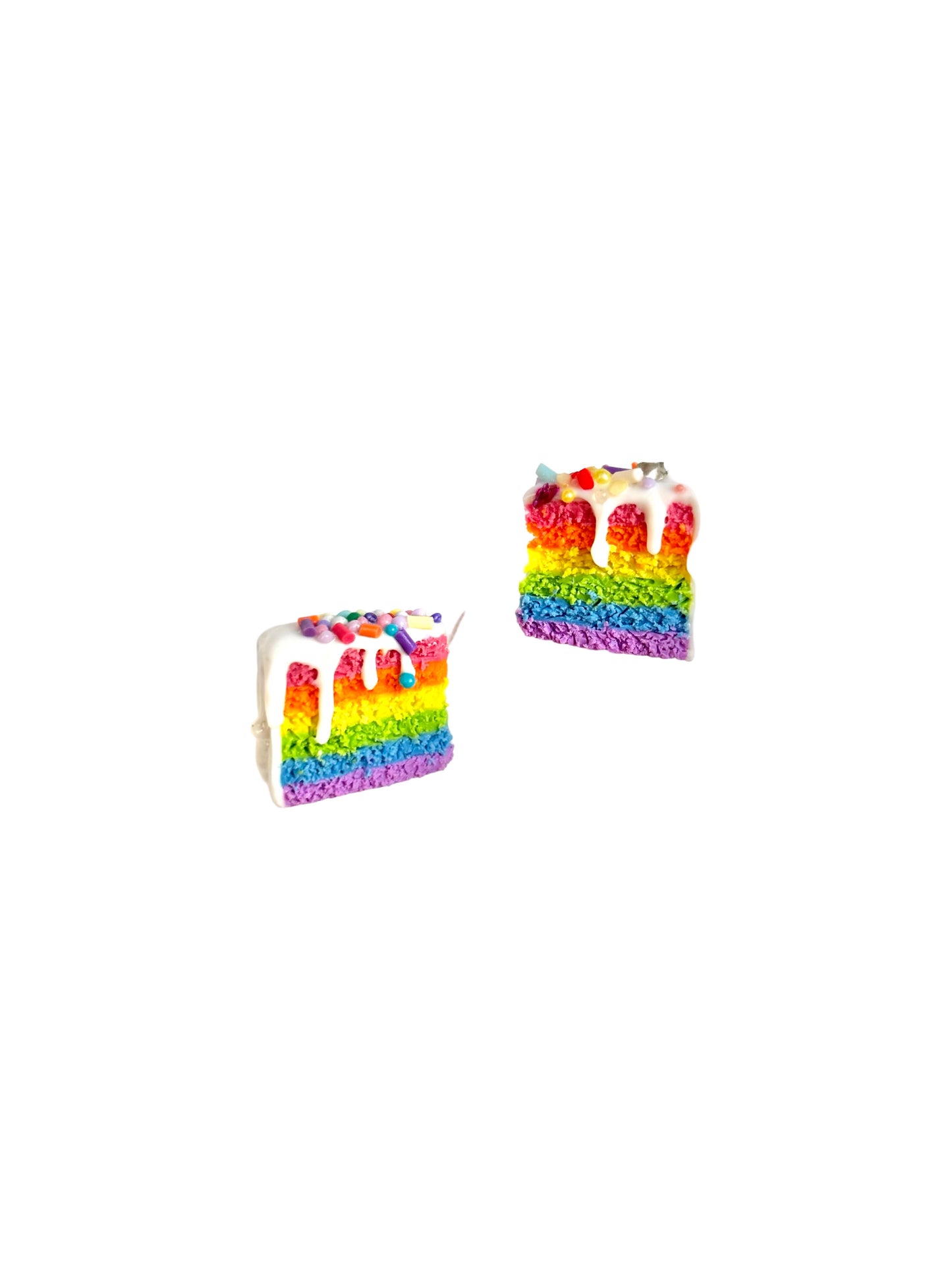 Rainbow Cake Clip Earrings