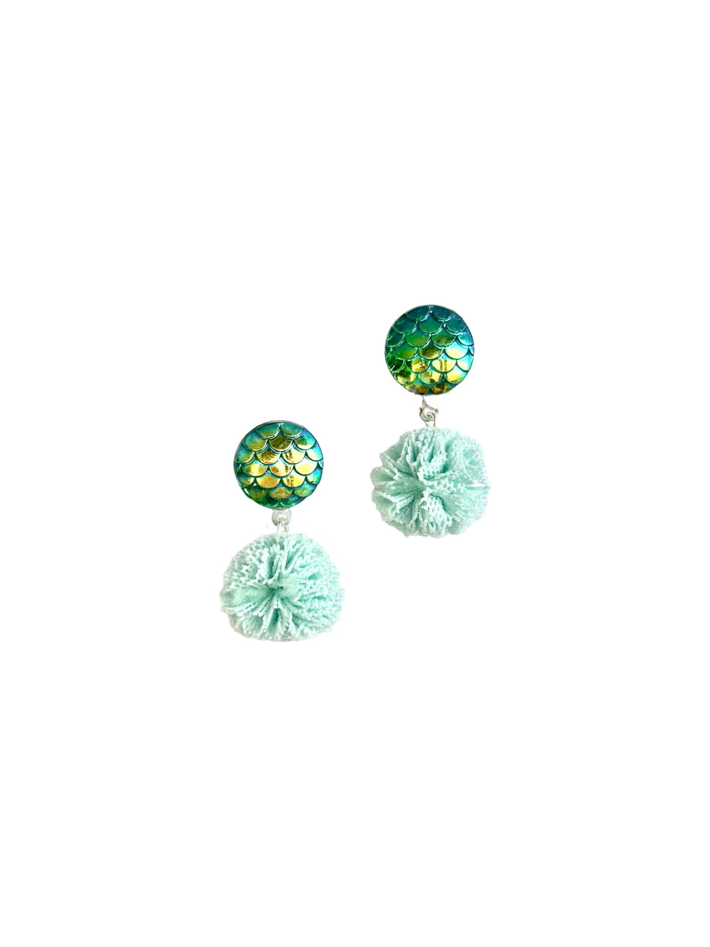Pearl Pompom Clip Earrings - Magenta