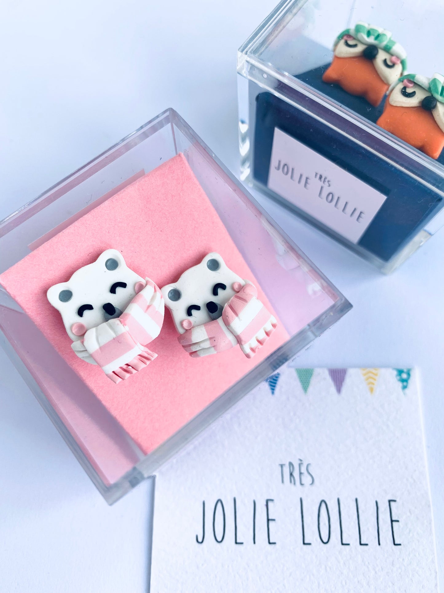Winter Bear Clip Earrings