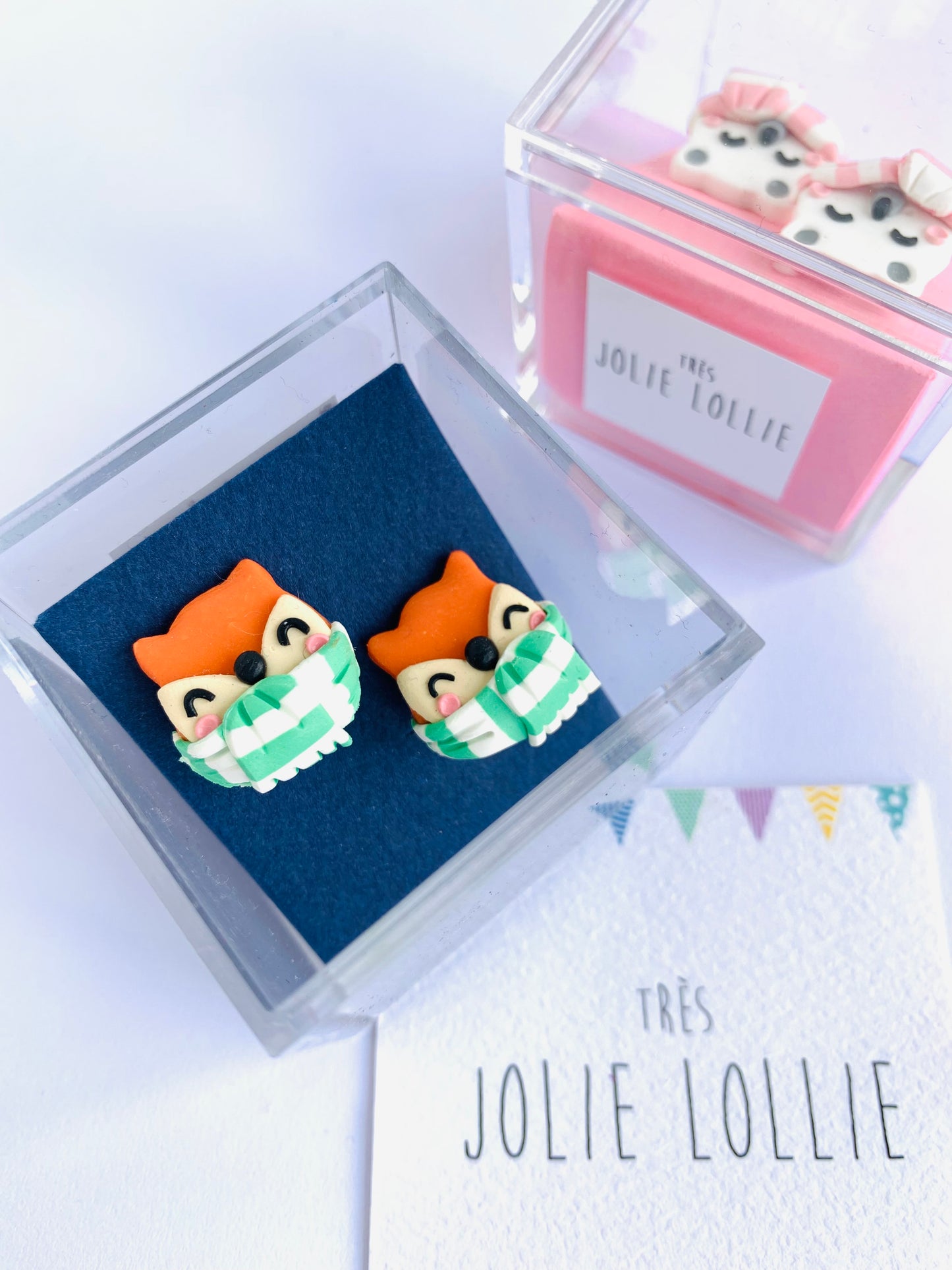 Kış Tilki Klips Küpe