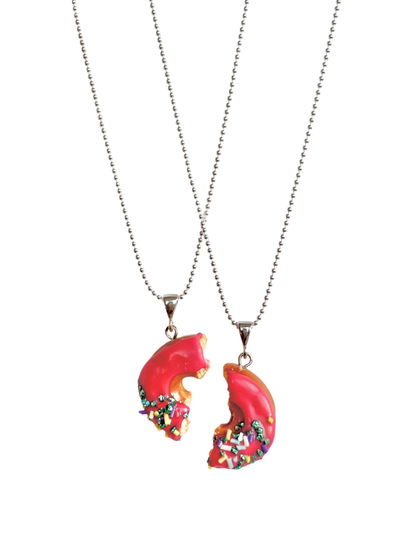 Donut Silver Necklace - Pink