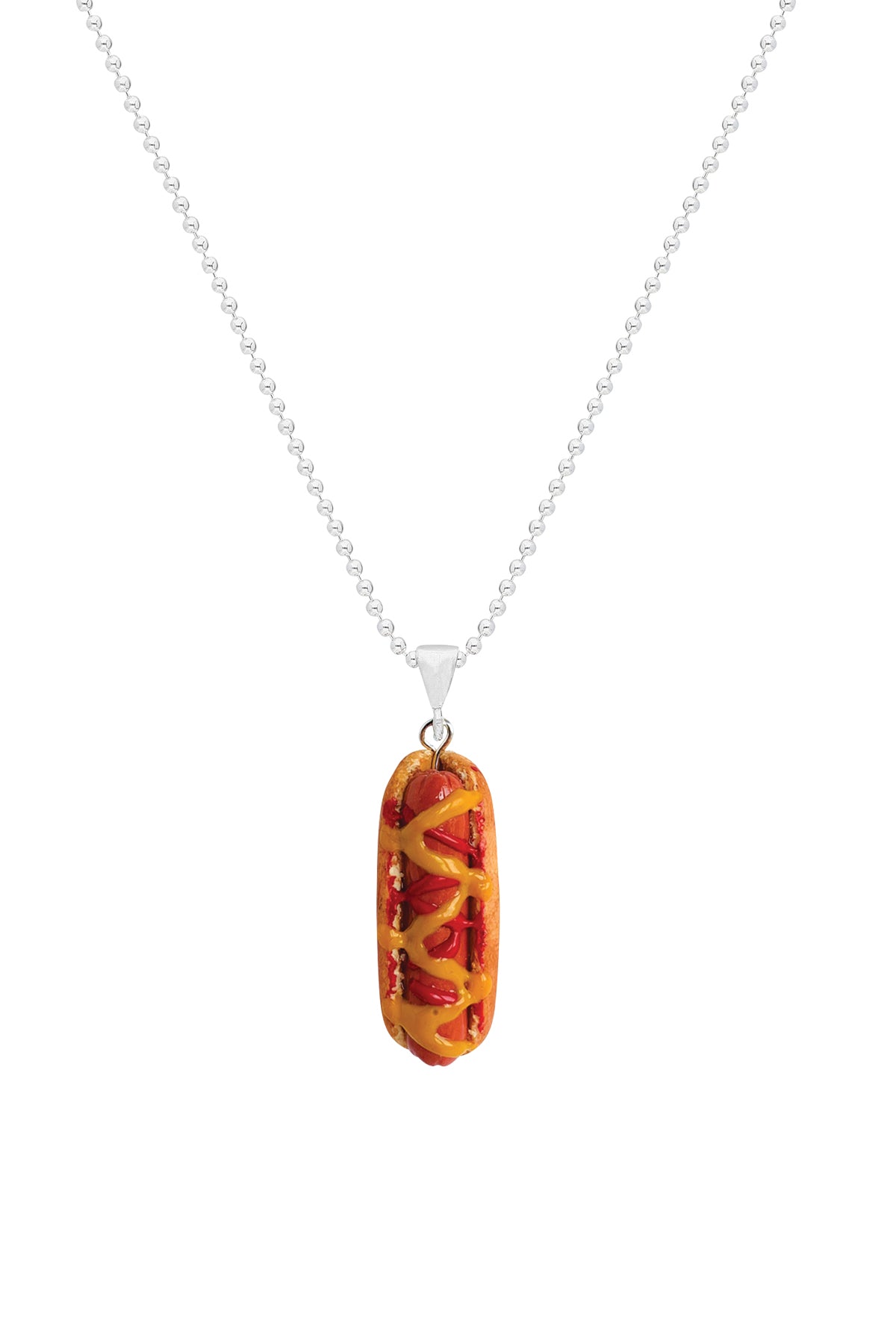 Hot Dog Silver Necklace