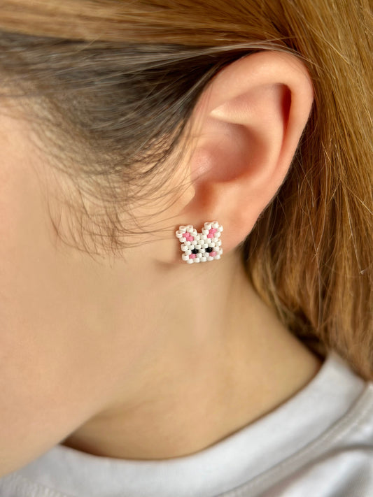 Miyuki Rabbit Silver Stud Earring