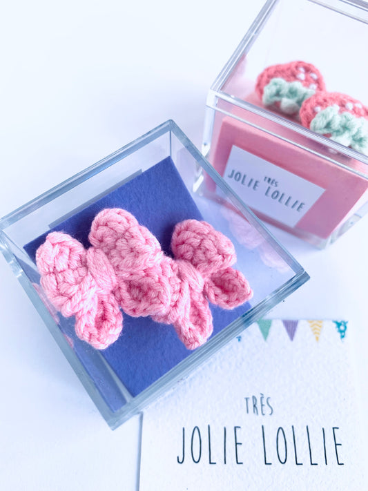 Crochet Bow Clip Earrings