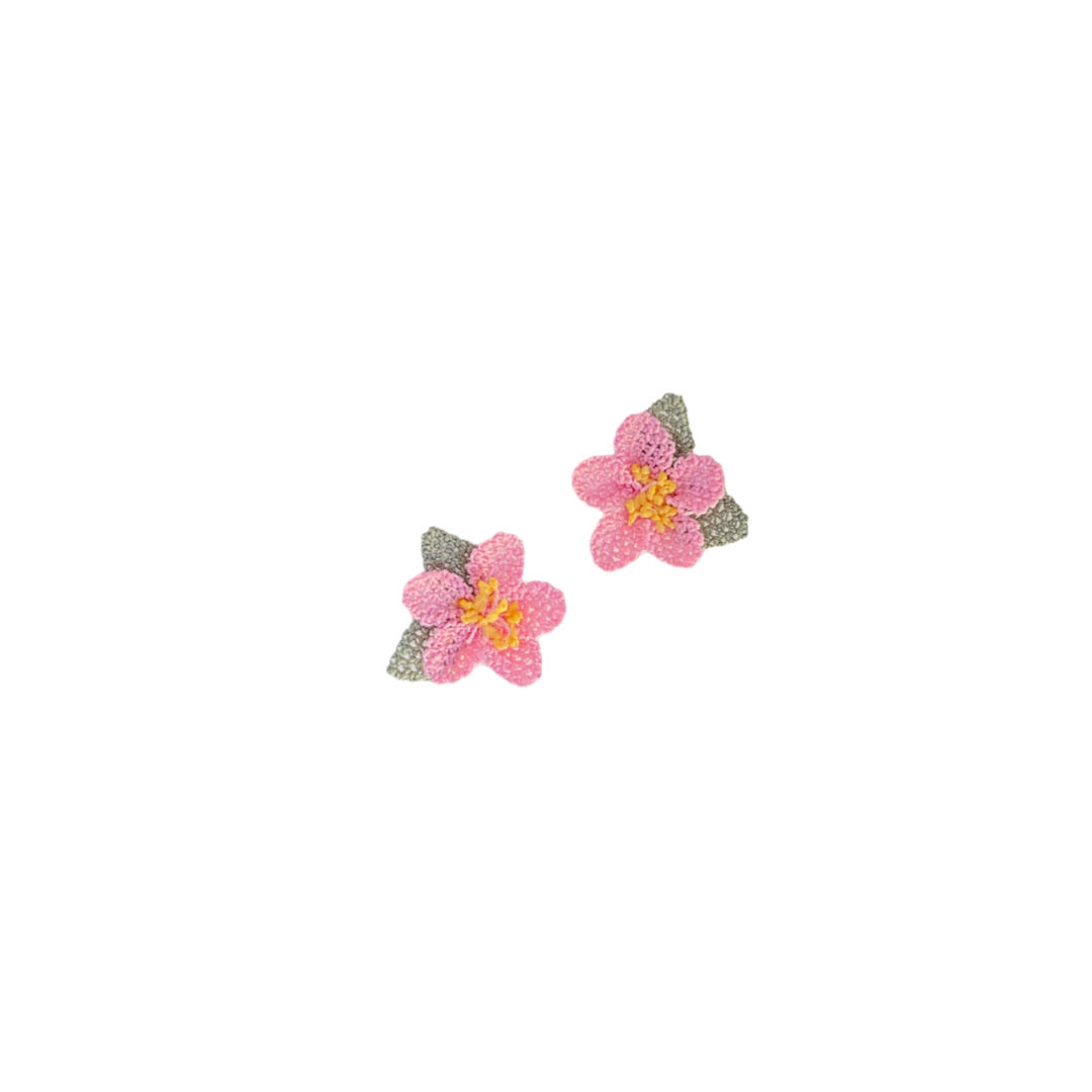 Needle Lace Flower Clip Earrings
