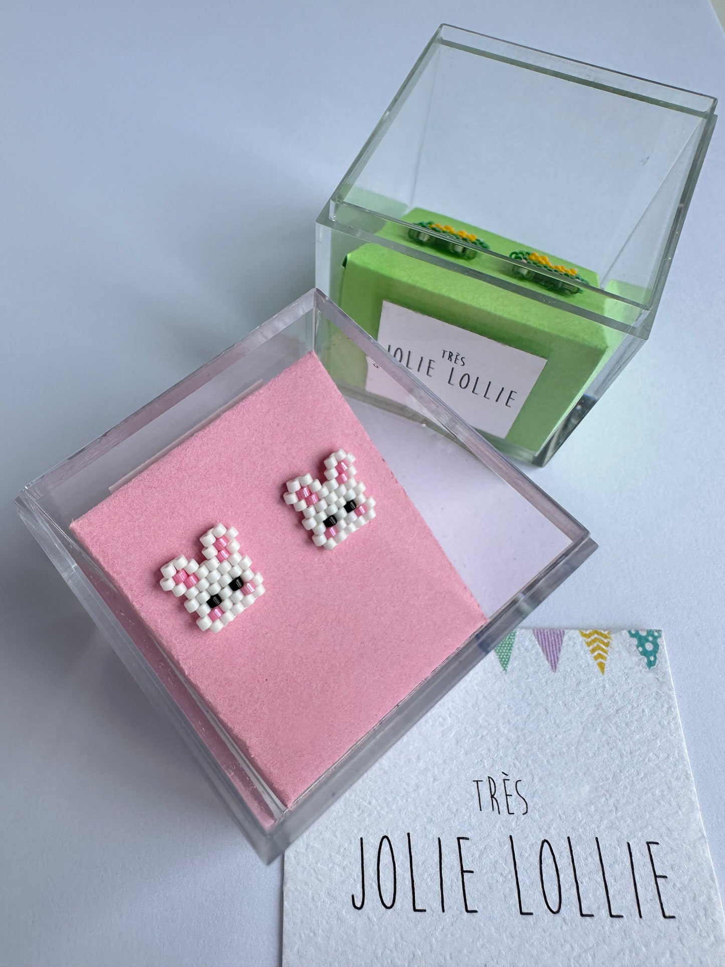 Miyuki Rabbit Silver Stud Earring