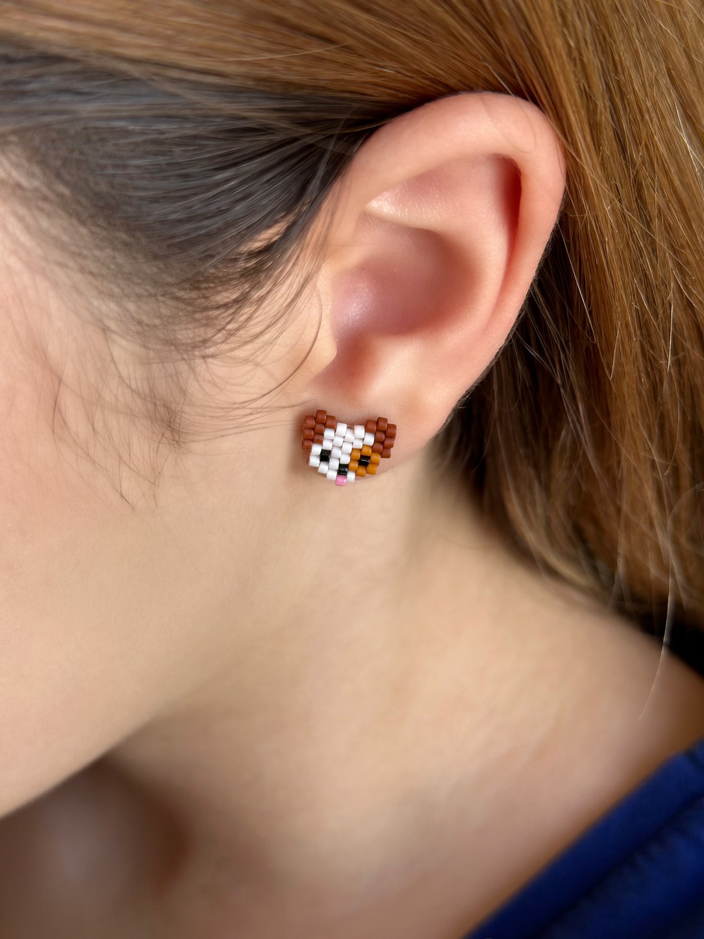 Miyuki Dog Silver Stud Earring