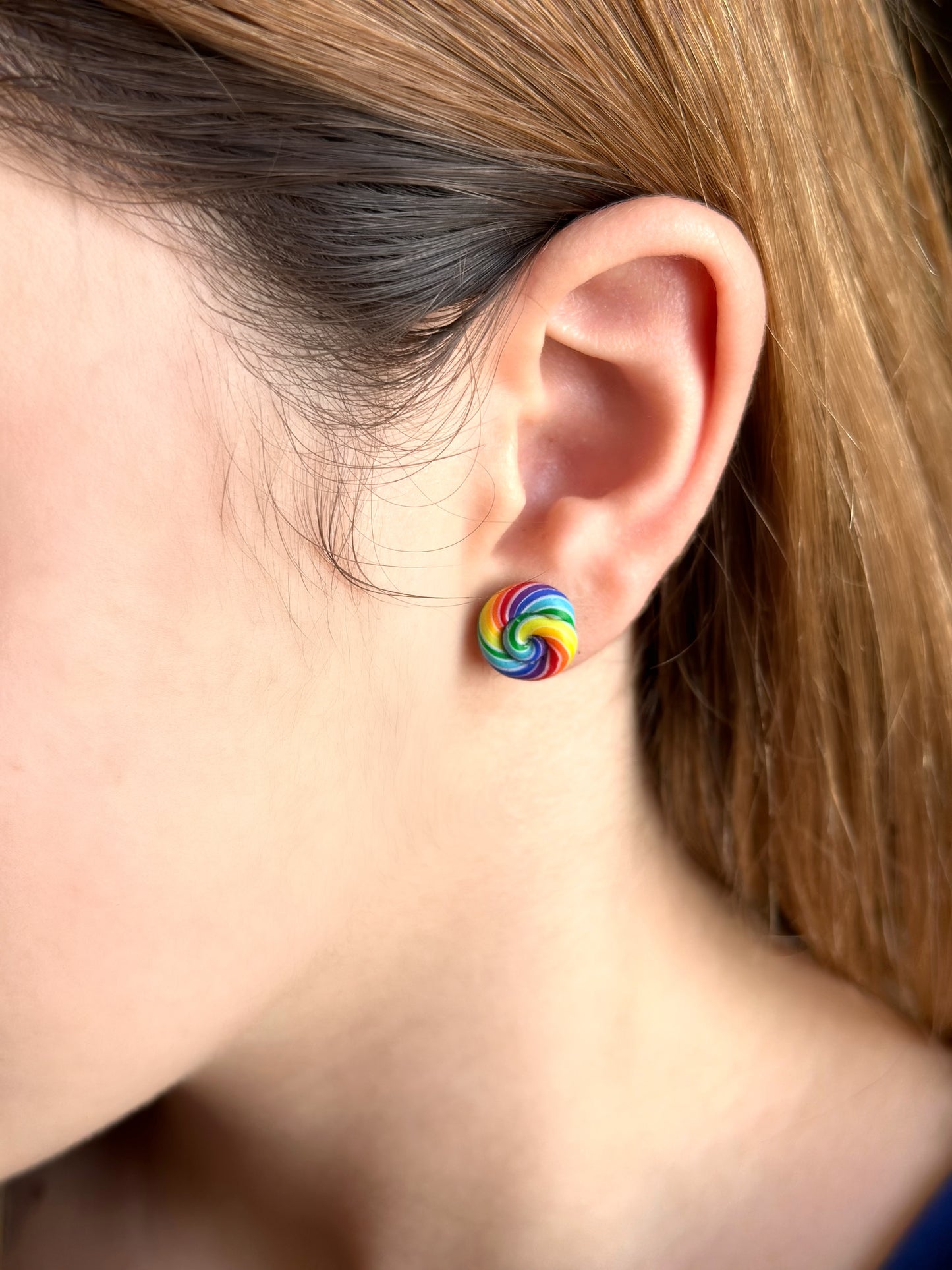 Rainbow Loli Silver Stud Earring