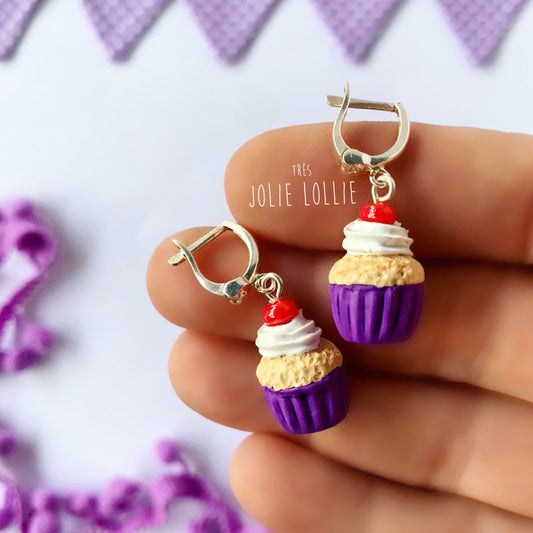 Cupcake Silver Earrings