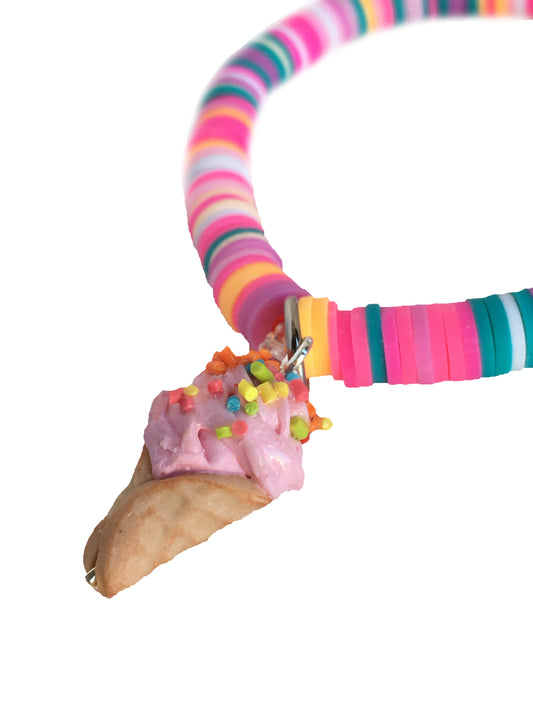 Polymer Beaded Bracelet - Pink Ice Cream