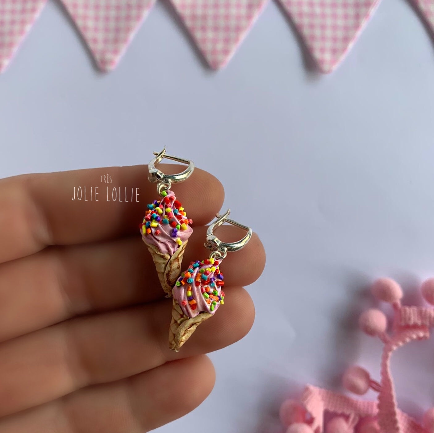 Ice Cream Silver Earrings