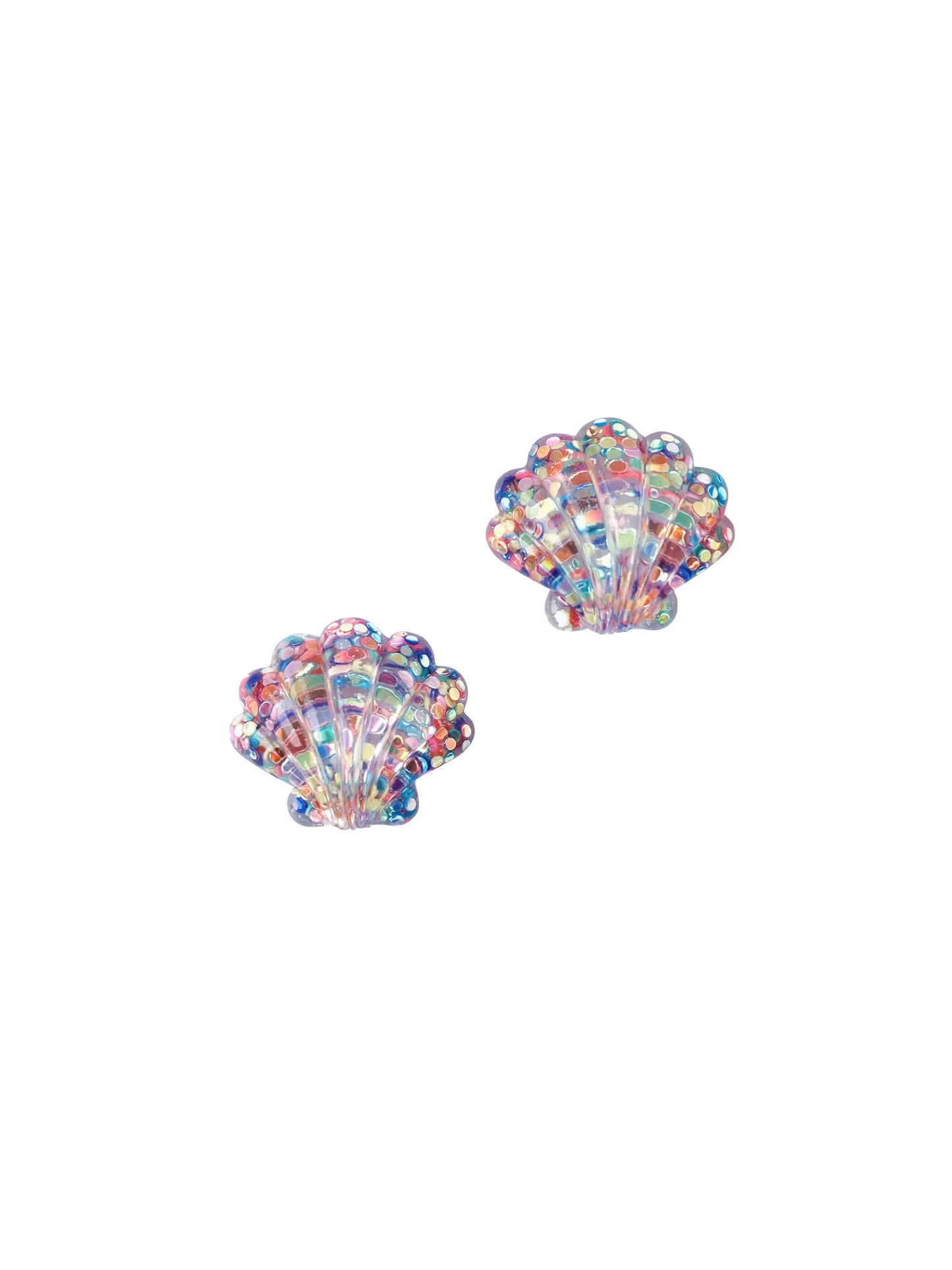 Glittery Seashell Clip Earrings
