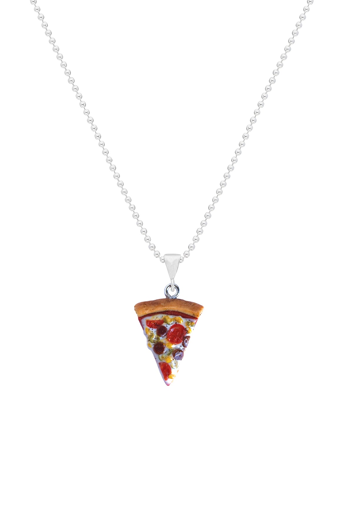 Pizza Silver Necklace