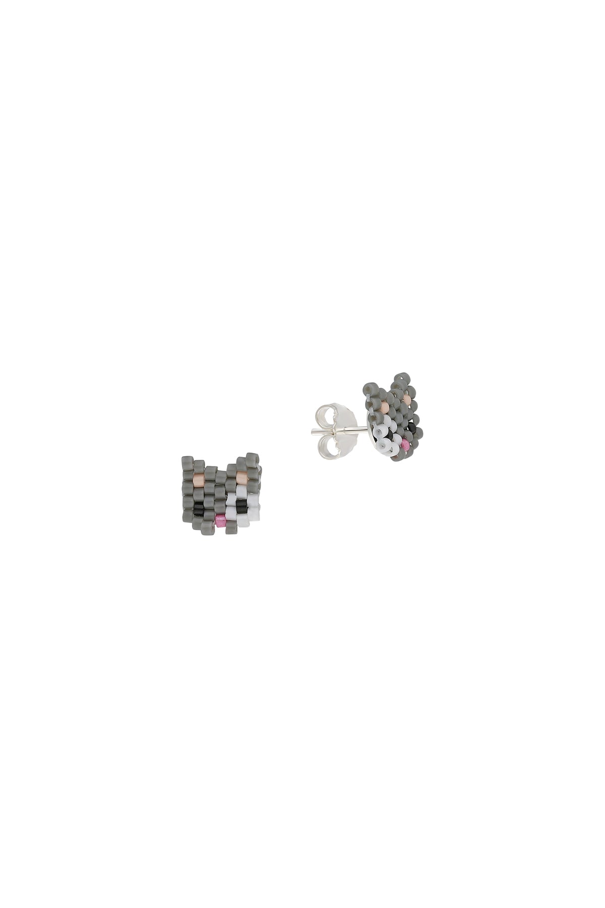 Miyuki Cat Silver Stud Earring