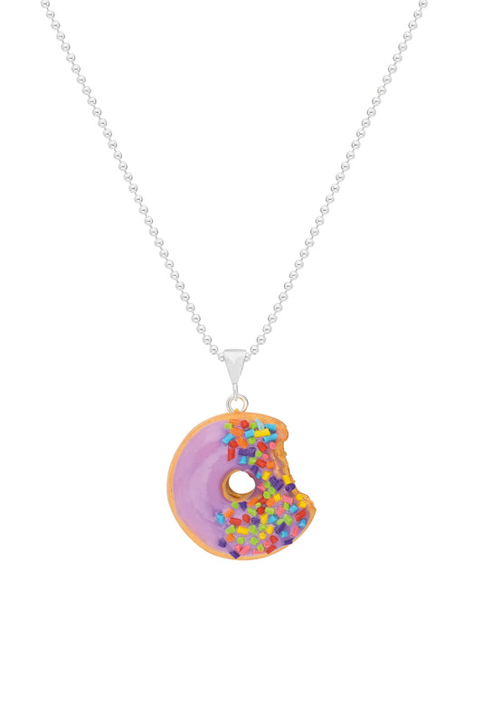 Donut Gümüş Kolye - Mor