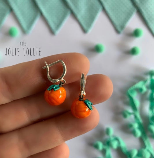 Cam Şeftali Gümüş Küpe