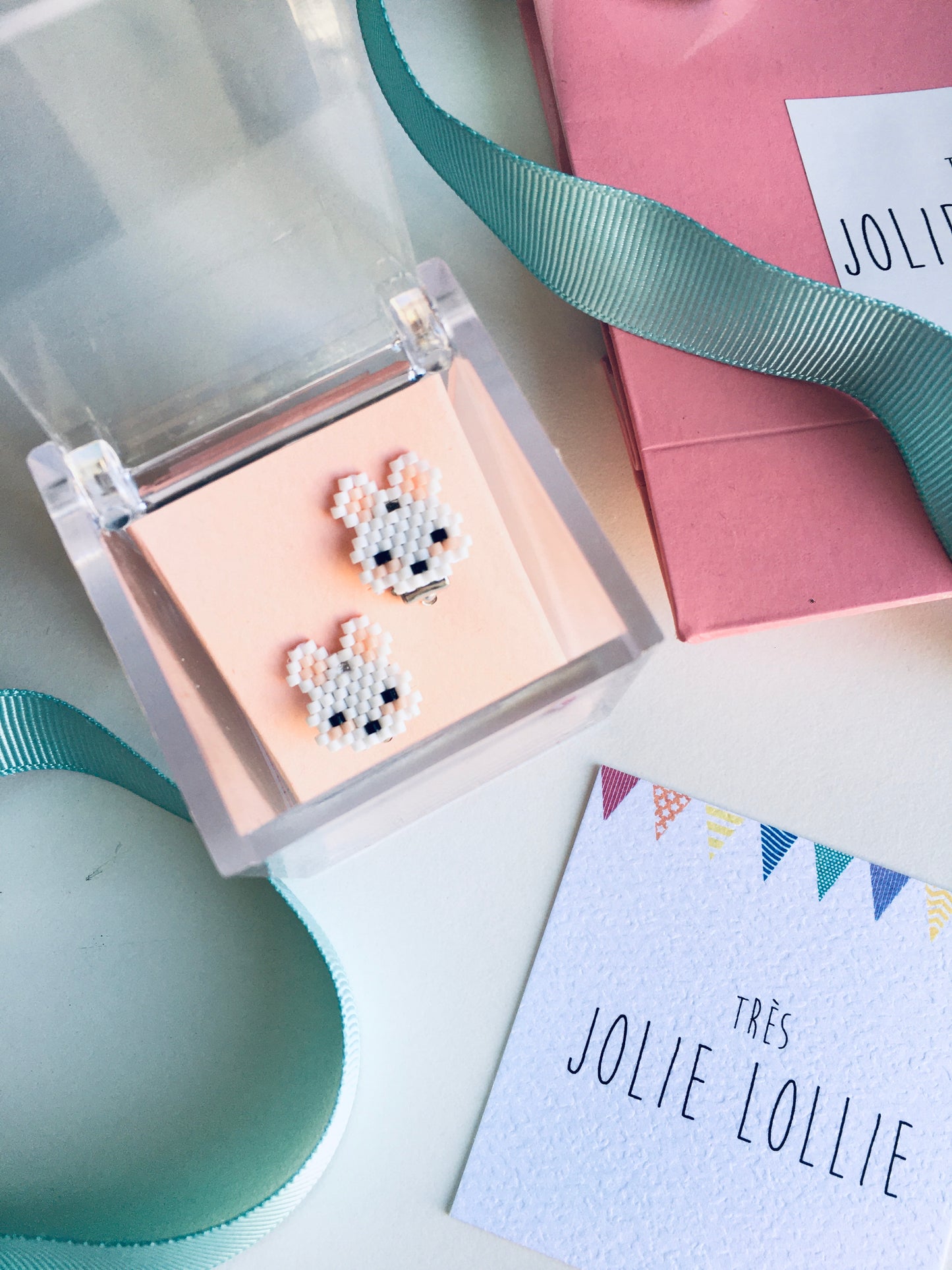 Miyuki Rabbit Clip Earrings