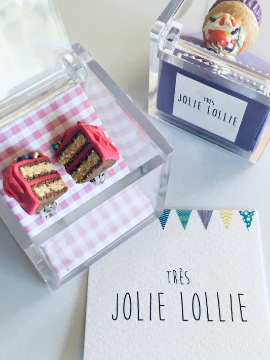 Cake Clip Earrings - Pink