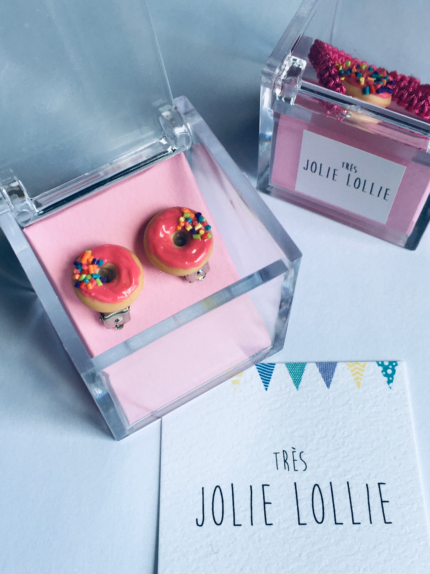 Donut Klips Küpe - Pembe