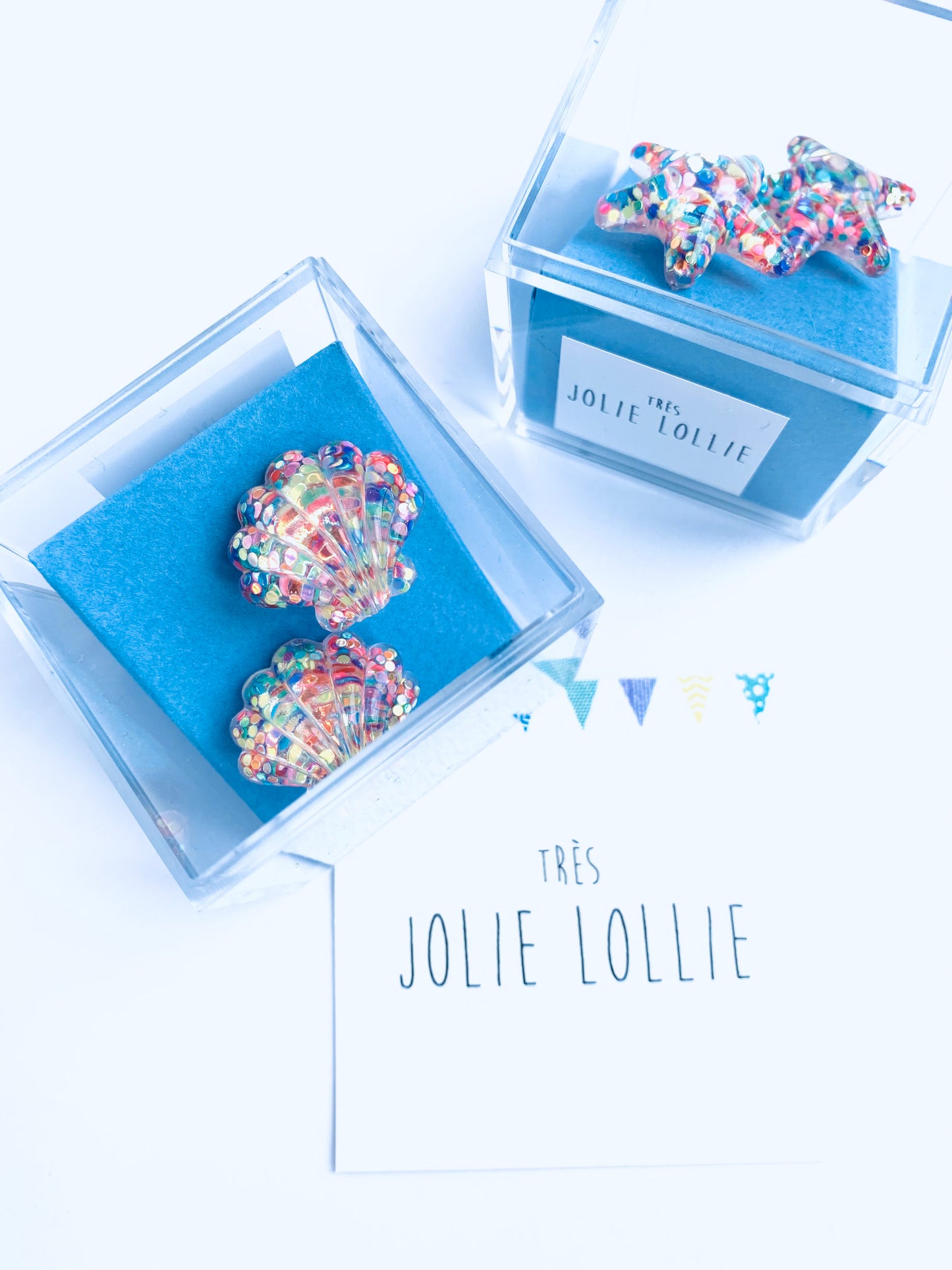 Glittery Seashell Clip Earrings