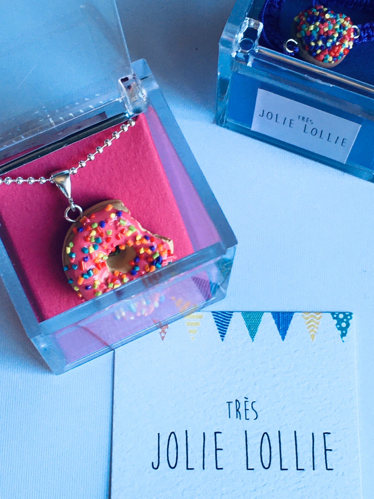 Donut Silver Necklace - Pink Sprinkle