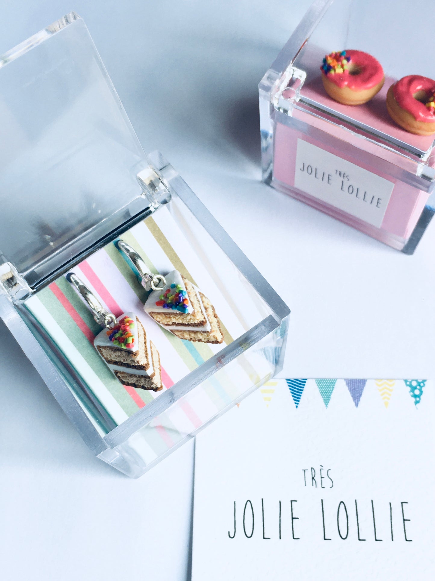 Cake Slice Silver Earrings
