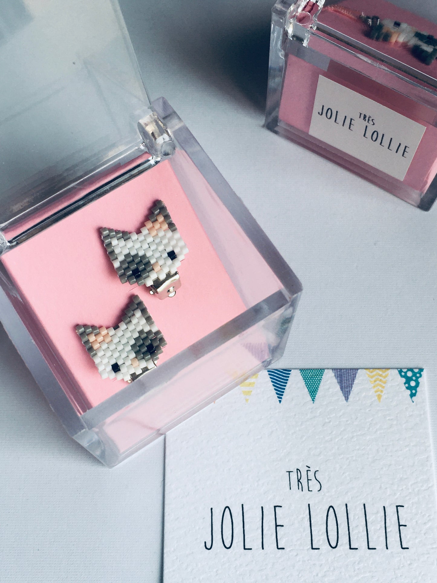 Miyuki Cat Clip Earrings
