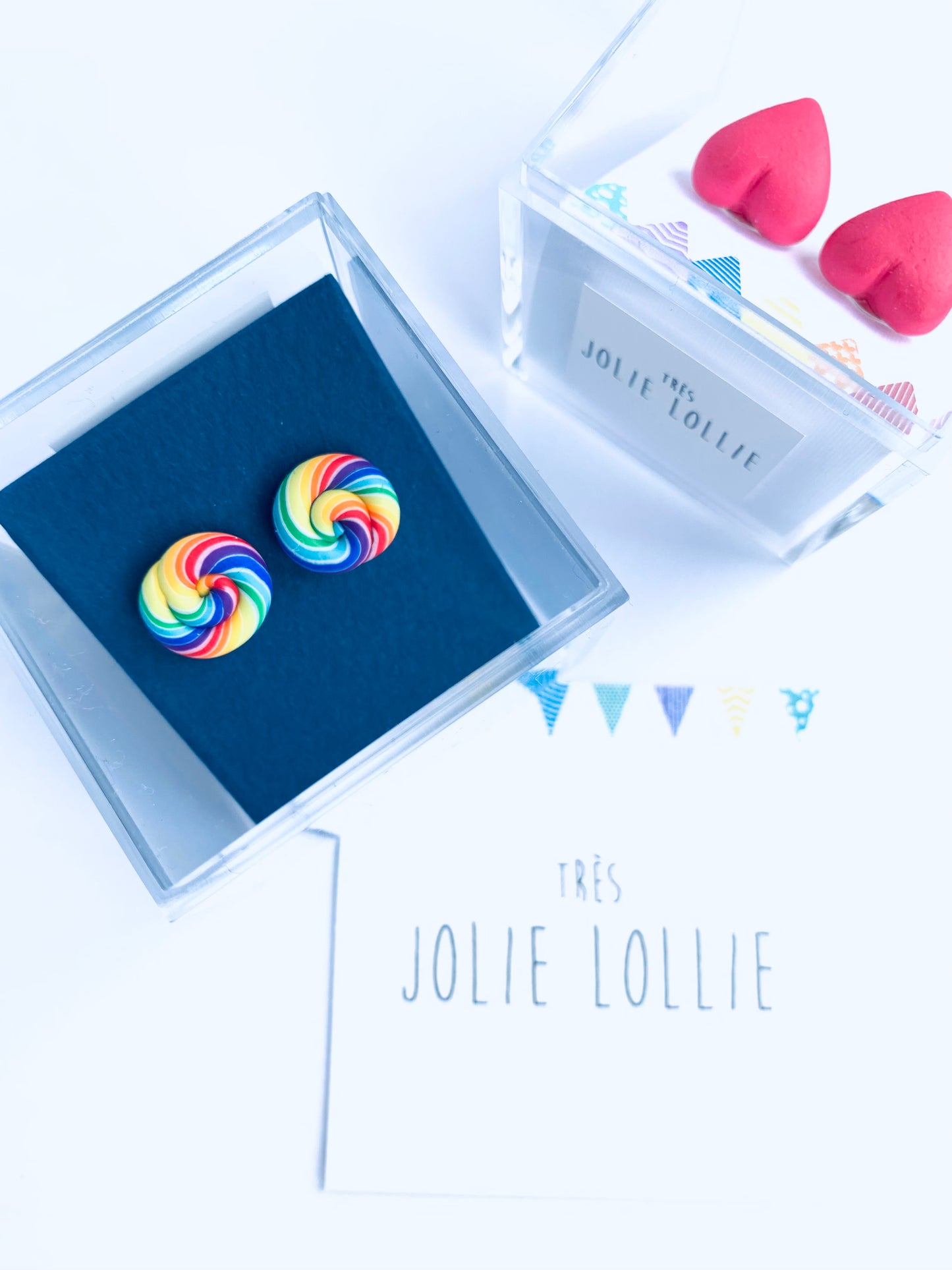 Rainbow Loli Silver Stud Earring