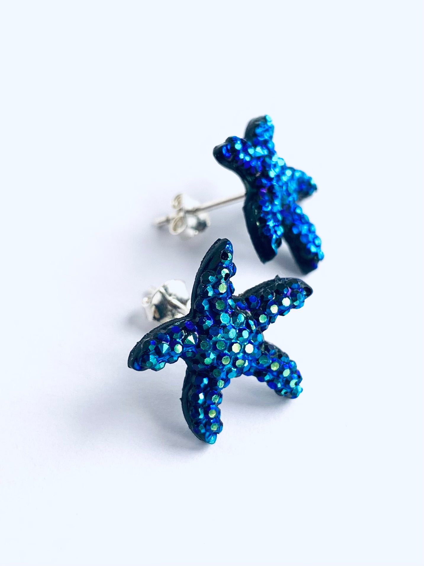 Starfish Silver Stud Earring - Navy Blue
