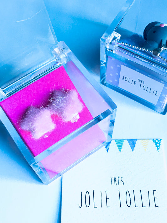 Tüylü Yıldız Klips Küpe - Pembe / Fluffy Star Clip-on Earring - Pink