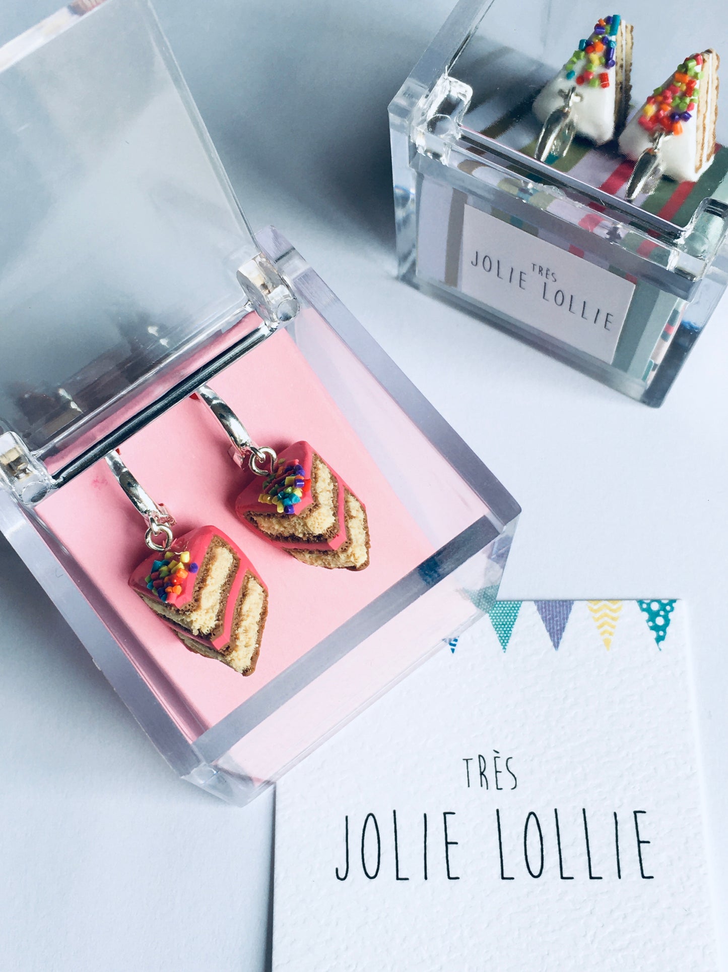 Cake Slice Silver Earrings