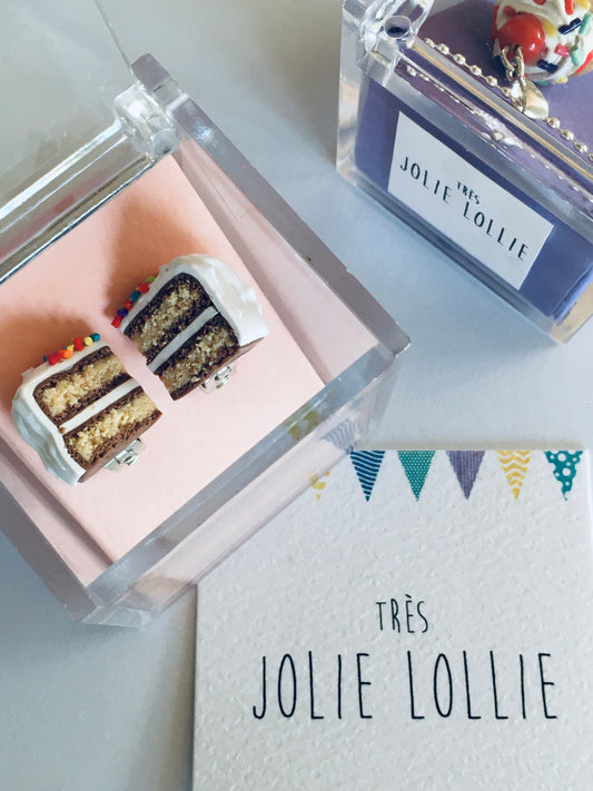 Cake Clip Earrings - White