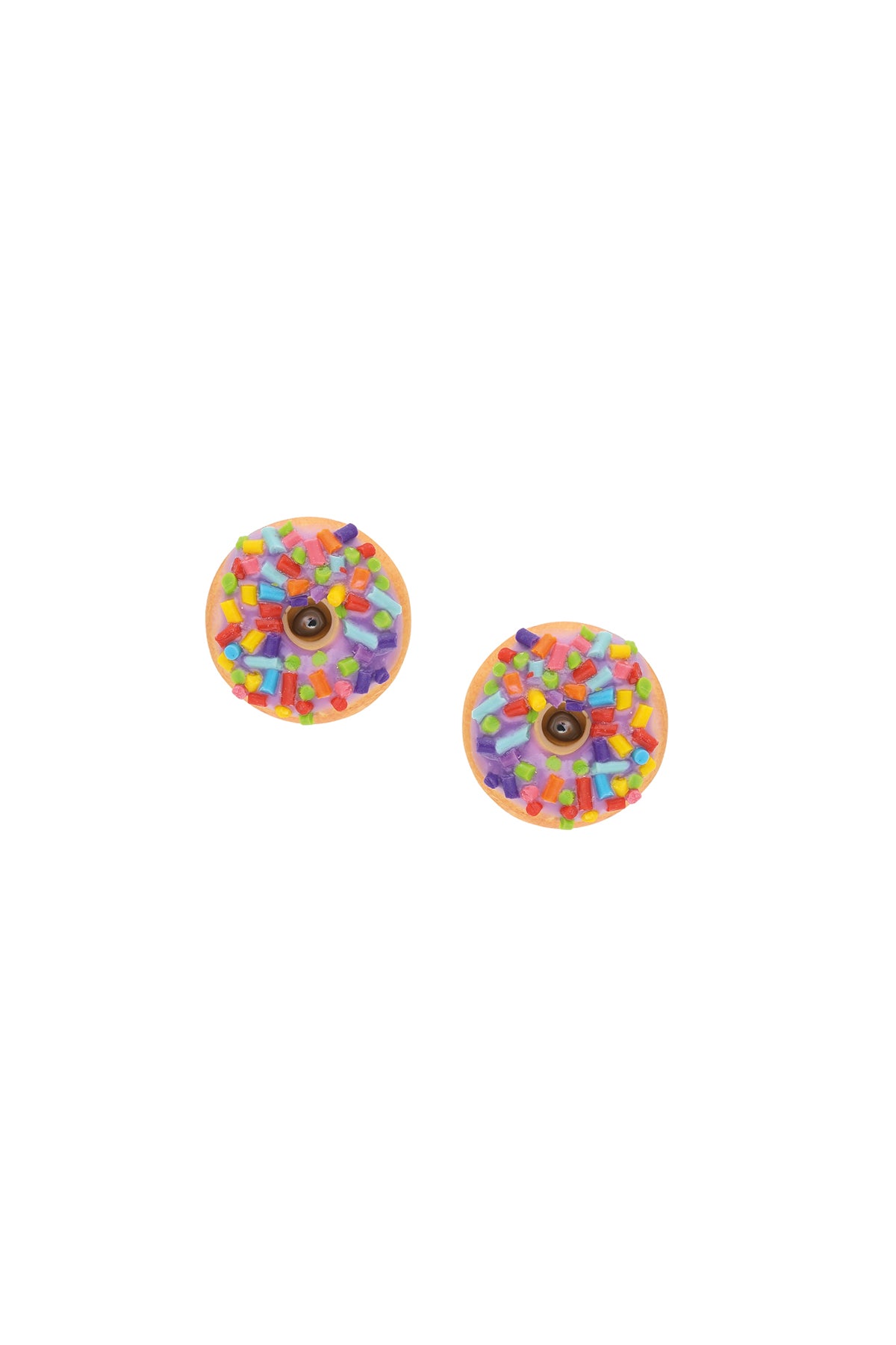 Donut Clip Earrings - Purple Sprinkle