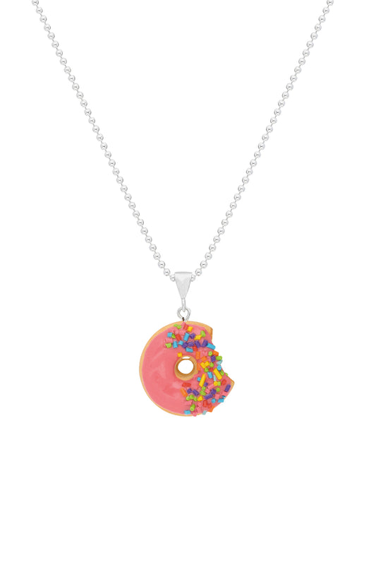 Donut Gümüş Kolye - Pembe