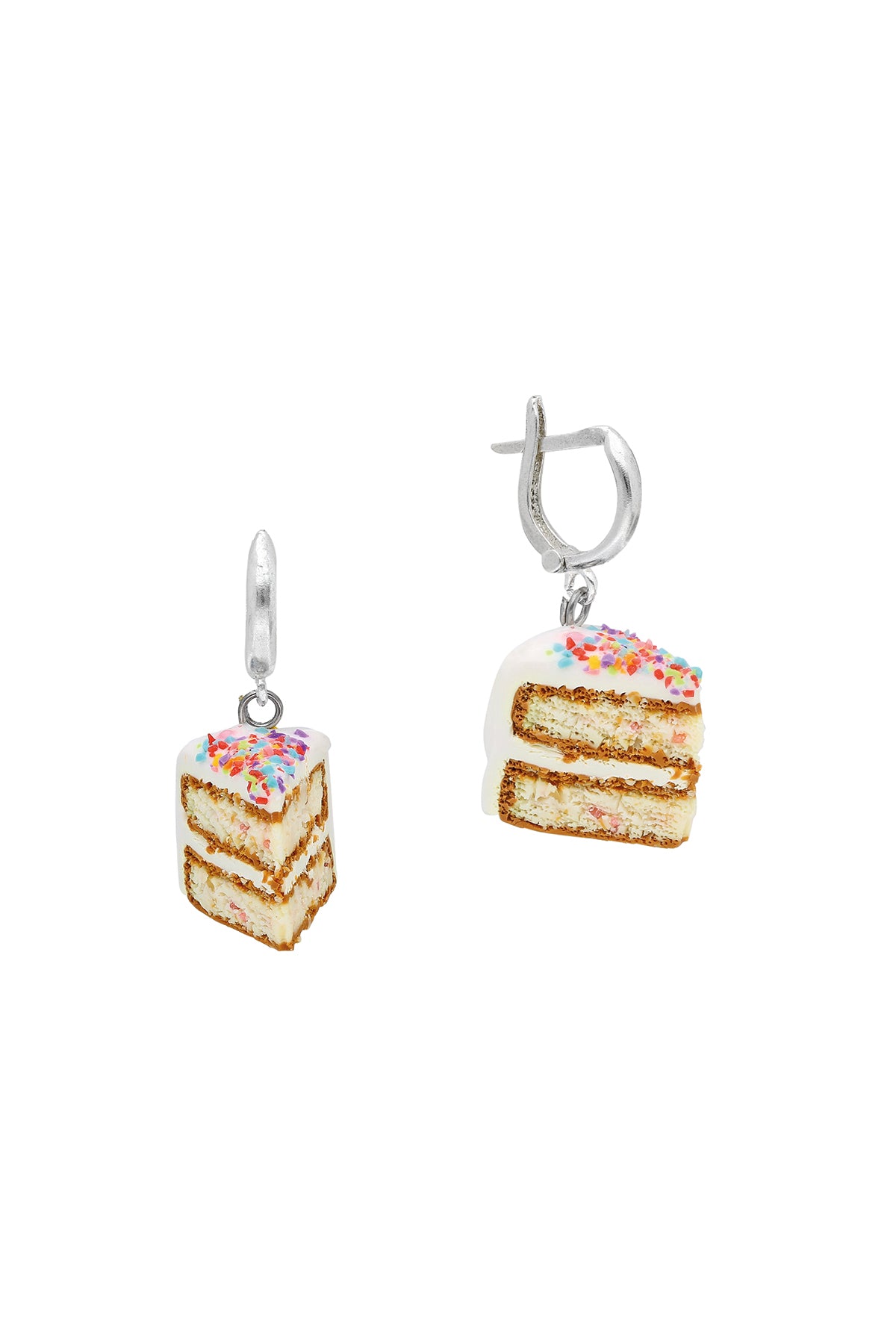 Cake Slice Silver Earrings