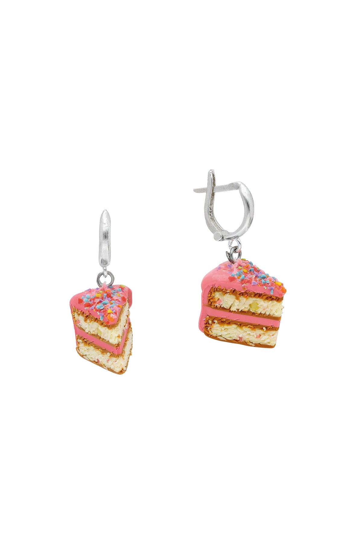 Cake Slice Silver Earrings