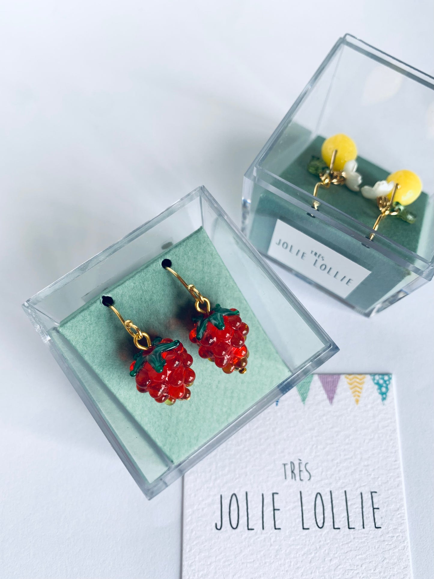 Glass Strawberry Earrings