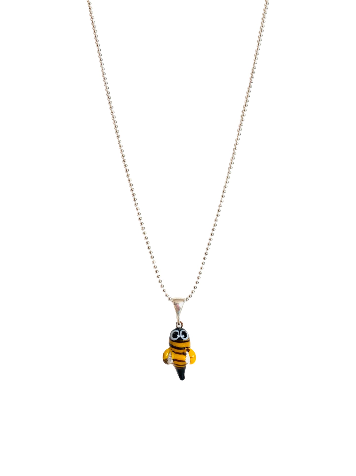 Glass Bee Silver Necklace