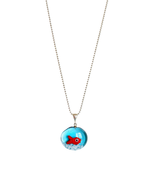 Cam Akvaryum Gümüş Kolye / Glass Fish Tank Silver Necklace