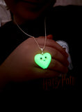 Gece parlayan Kalp Gümüş Kolye / Glow in the Dark Heart Silver Necklace