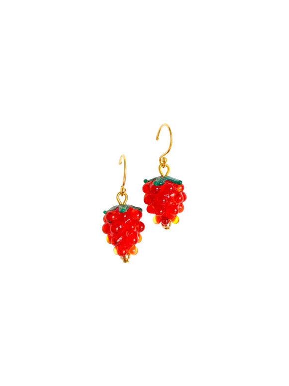 Cam Çilek Küpe / Glass Strawberry Earring