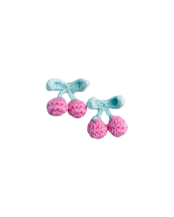 Tığ işi Kiraz Klips Küpe / Crochet Cherry Clip-on Earring