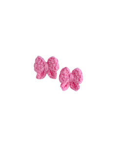 Tığ işi Fiyonk Klips Küpe / Crochet Bow Clip-on Earring