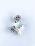 İncili Ponpon Klips Küpe - Gri / Pearl Ponpon Clip-on Earring - Grey