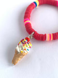 Polimer Boncuklu Bileklik - Rainbow Dondurma / Beaded Bracelet - Rainbow Icecream