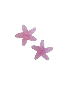 Deniz Yıldızı Gümüş Stud Küpe - Pembe / Star Fish Silver Stud Earring - Pink