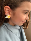 Tığ işi Limon Klips Küpe / Crochet Lemon Clip-on Earring